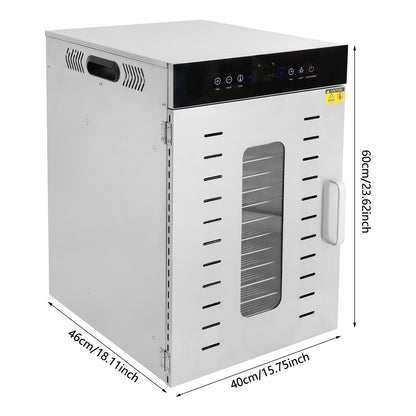 Déshydrateur alimentaire 16 plateaux 1350W - Inox 304, séchage 360°, écran tactile