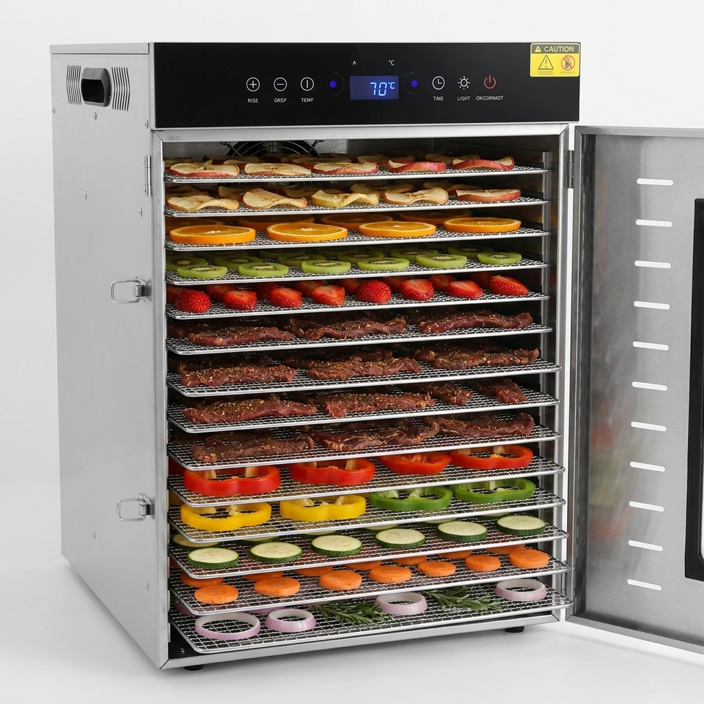 Déshydrateur alimentaire 16 plateaux 1350W - Inox 304, séchage 360°, écran tactile