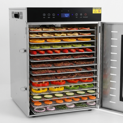 Déshydrateur alimentaire 16 plateaux 1350W - Inox 304, séchage 360°, écran tactile