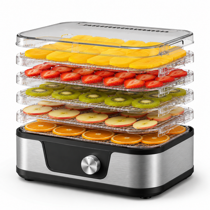Déshydrateur alimentaire 5 plateaux BPA free 380W - Circulation 360°, 35–75°C, arrêt automatique