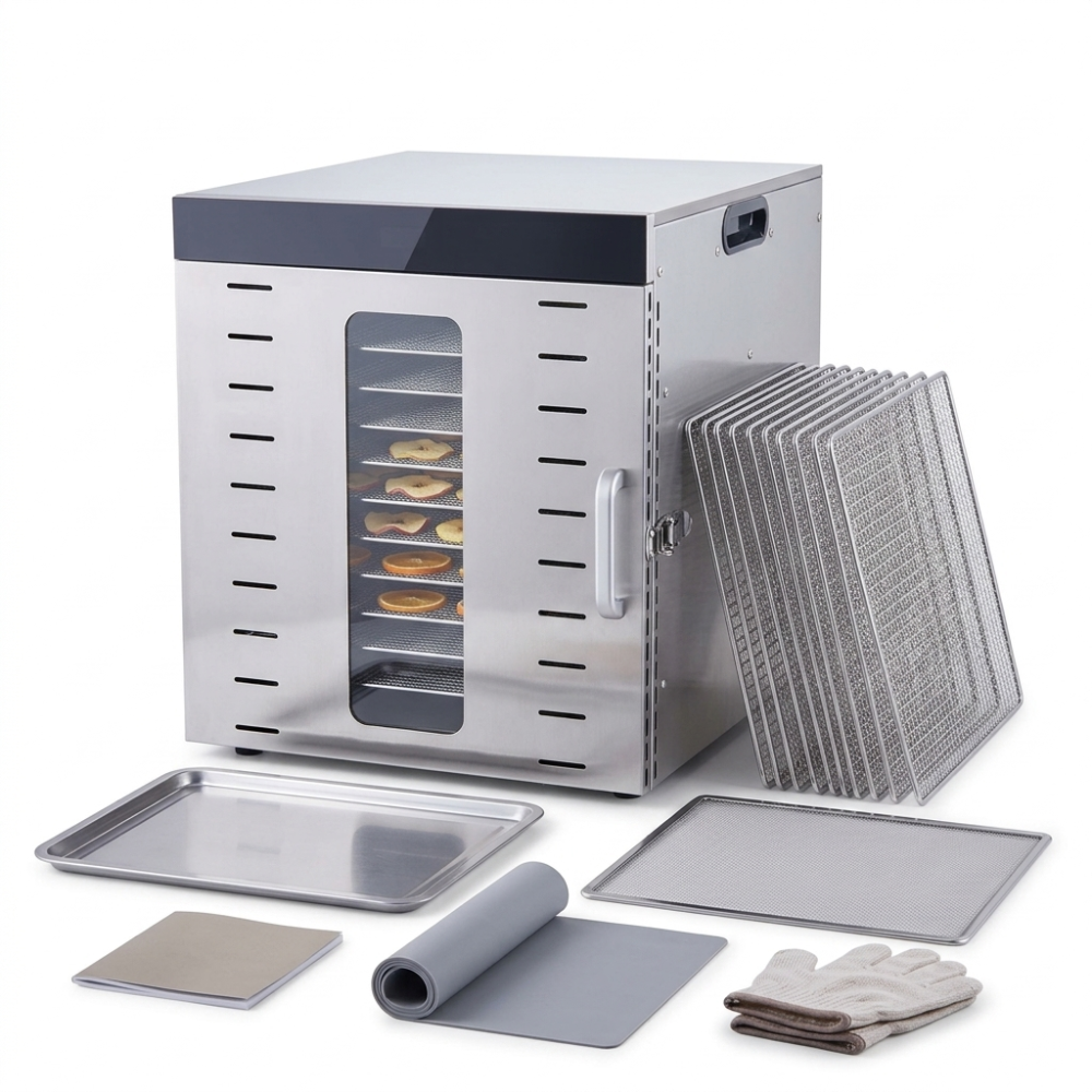 Déshydrateur alimentaire inox 10 plateaux – 1000W – 30–90°C